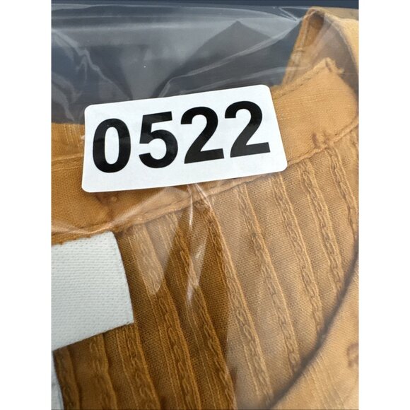 J Jill Women's M Button Popovr Tunic Blouse Gold Swiss Dot Pleated EUC - Picture 11 of 12